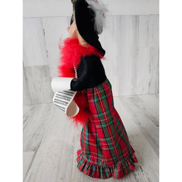 Byers choice 1996 caroler bird Cardinal feather boa Victorian lady - Picture 3 of 9